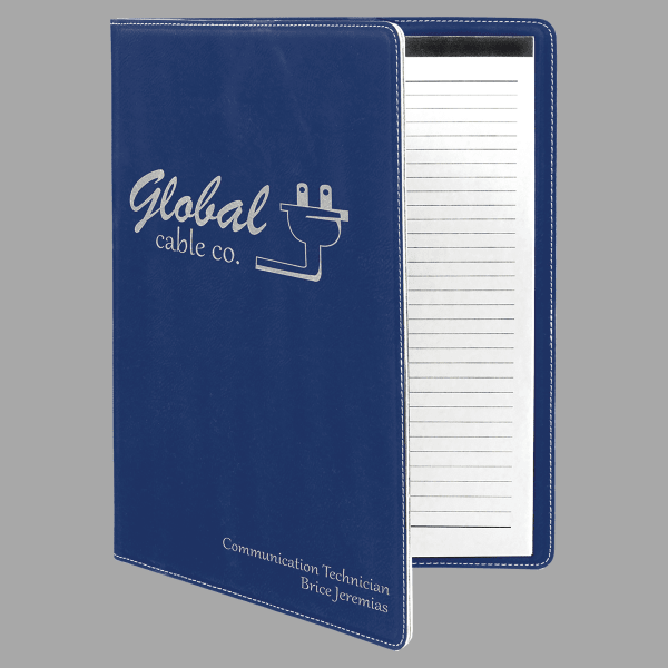 Blue/Silver Laserable Leatherette Portfolio with Lined Pad – item GFT841 image 2