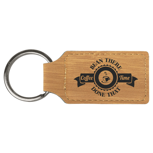 2.75" x 1.25" Bamboo Rectangle Leatherette Keychain – item GFT863 image 4