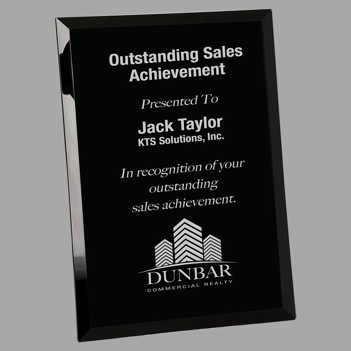 9" x 12" Black Glass Mirror Plaque — GMR912BK