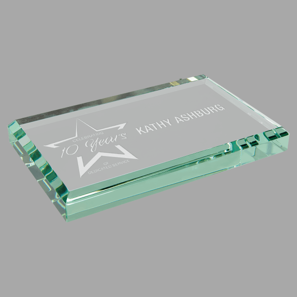 4" x 2.5" x 0.5" Jade Glass Paperweight – item GPW24J image 2