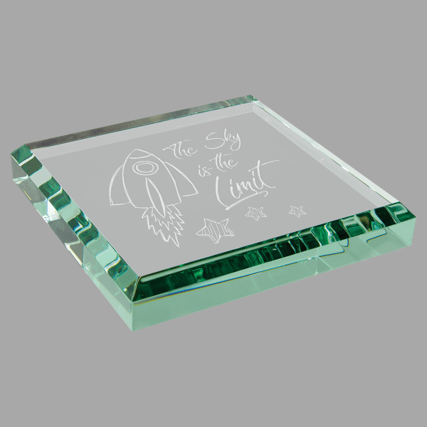 3" x 3" x 0.5" Jade Glass Paperweight – item GPW33J image 2