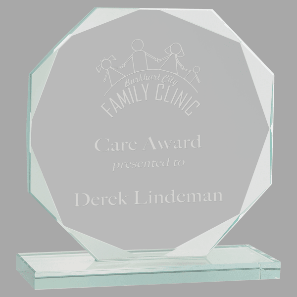 6.5" Octagon Jade Glass Award – item JGS12 image 3