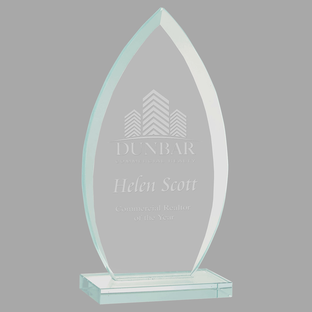8 3/4" Oval Jade Glass Award — JGS43
