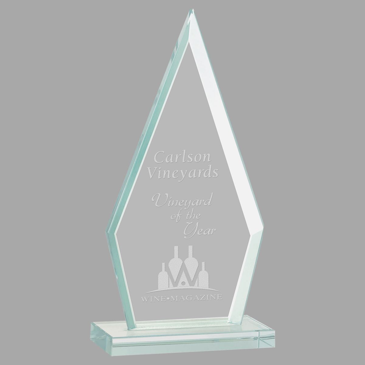 8 1/2" Triangle Jade Glass Award — JGS53