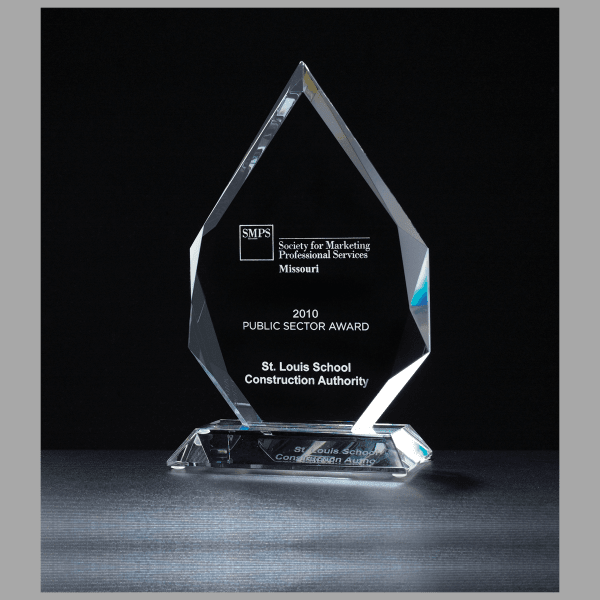 5.875" x 9.875" x 0.75" Thick Flame Series Faceted Award – item K9047