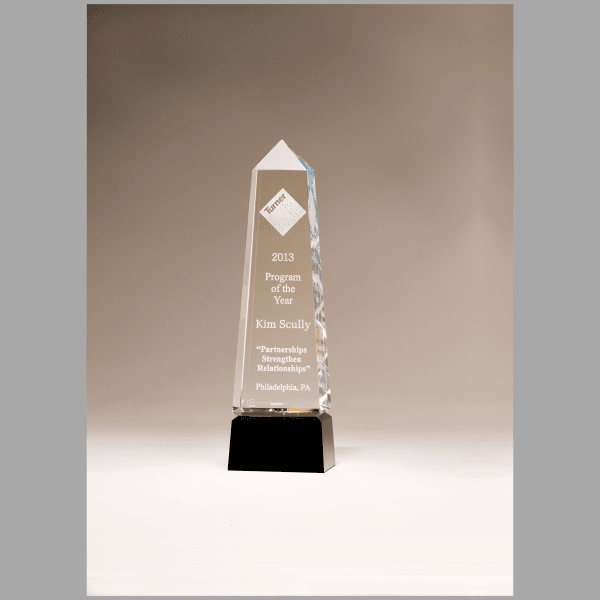 2.875" x 9.75" Crystal Obelisk w/ Prism-Effect Top Award – item K9090