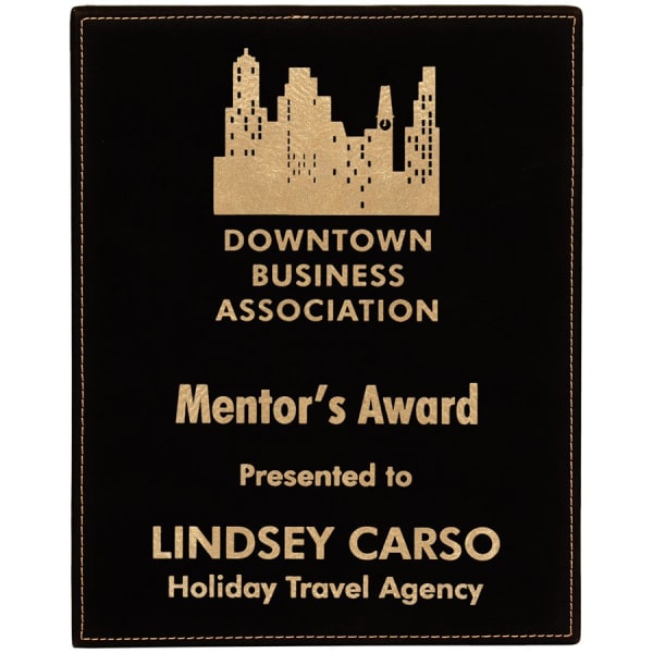8" x 10" Black/Gold Leatherette Award Plaque – item LLP3810A image 2