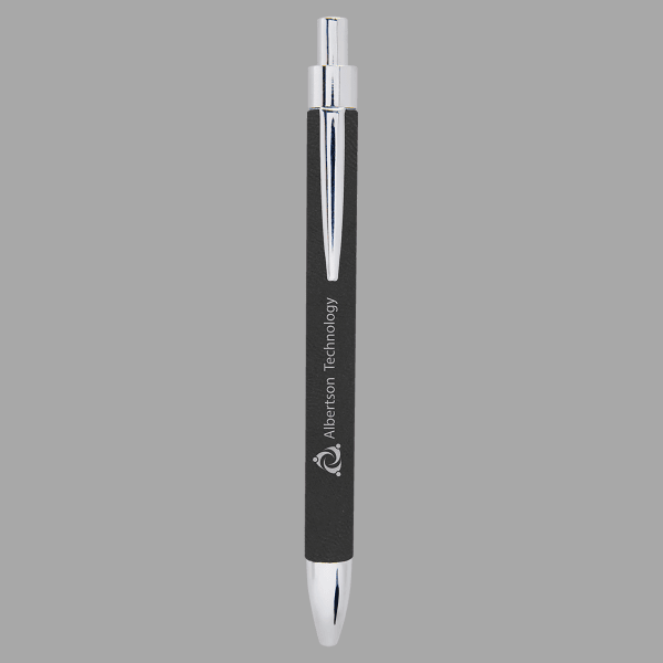 Black/Silver Laserable Leatherette Pen – item LP459 image 2