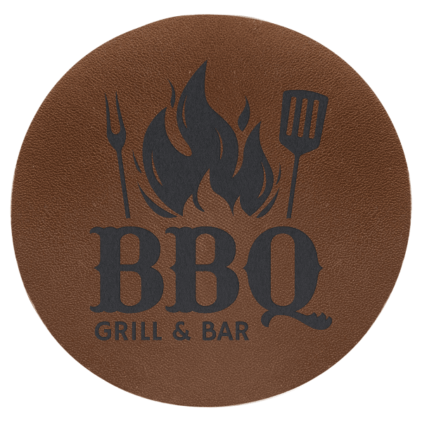 2.5" x 2.5" Brown Round Leatherette Patch with Adhesive – item LPTH302 image 3