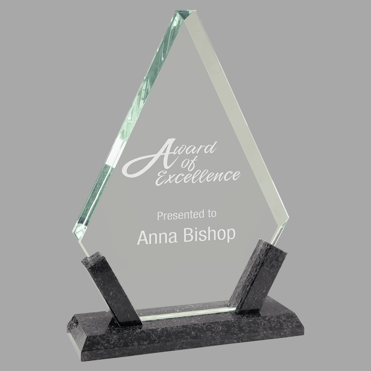 8 1/4" Diamond Glass with Black Marble Base — MBG12
