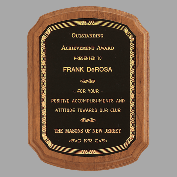 8" x 10.5" Coventry Series Walnut Plaque w/ Gold Border – item P1090