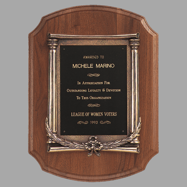 11" x 15" Walnut Notch Corner Plaque w/ Bronze Frame/Black – item P1438