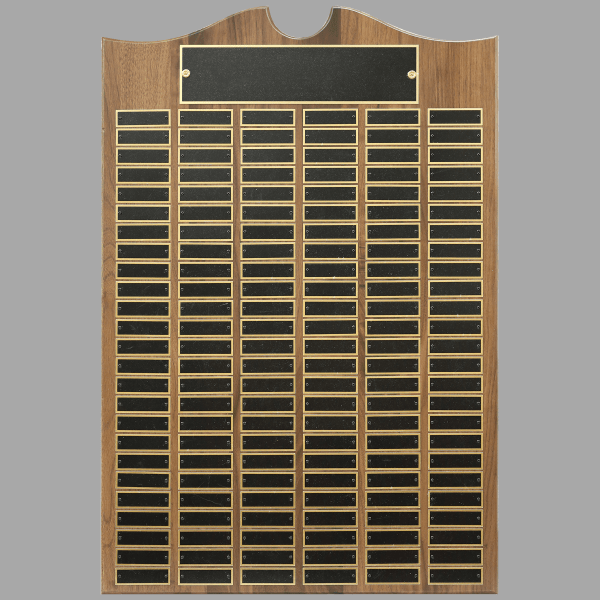 20" x 30" Walnut Roster Plaque w/ 150 Plates – item P1562