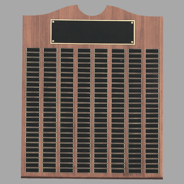 28" x 35" Walnut Roster Plaque w/ 200 Plates – item P1563