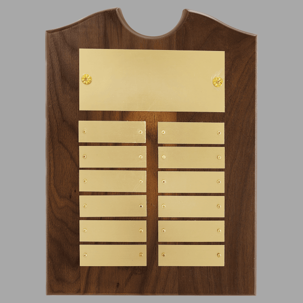 9" x 12"/Plates 0.875" x 2.75" Walnut 12 Plate Plaque – item P1571