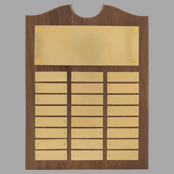 11" x 15"/Plates 0.875" x 2.75" Walnut 24 Plate Plaque – item P1572