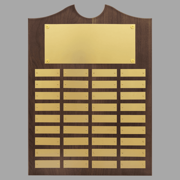 14" x 20"/Plates 0.875" x 2.75" Walnut 36 Plate Plaque – item P1573