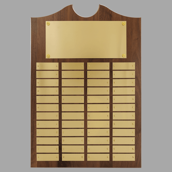 14" x 20"/Plates 0.875" x 2.75" Walnut 48 Plate Plaque – item P1575