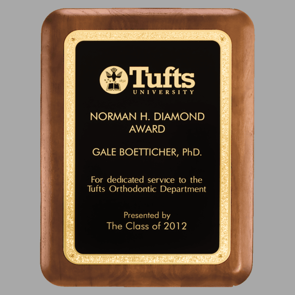 9" x 12" Walnut Textured Black/Gold Plate Plaque – item P1625