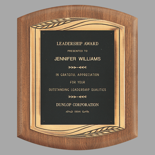 11.5" x 14" Walnut Plaque w/ Bronze Frame & Black Brass – item P1901