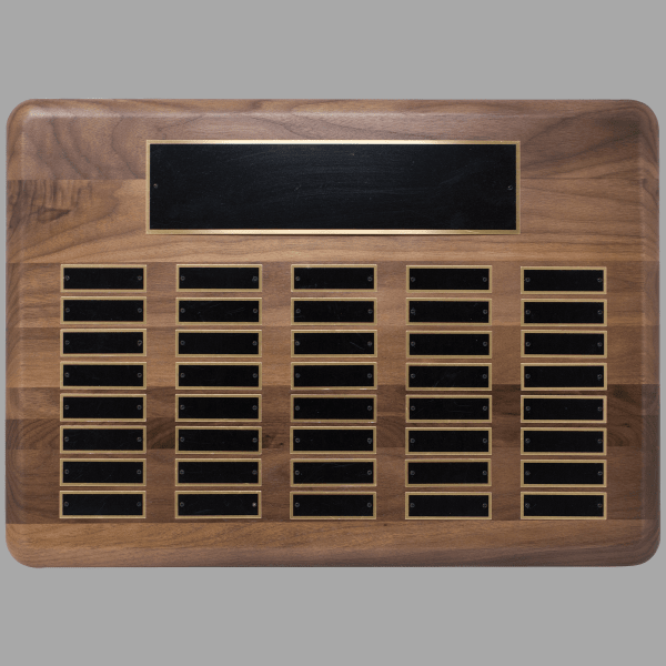 15" x 21"/Plates 0.875" x 2.75" Walnut 40 Plate Plaque – item P2304