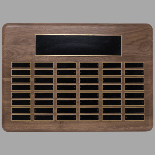 15" x 21"/Plates 0.875" x 2.75" Walnut 48 Plate Plaque – item P2305