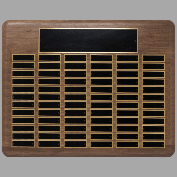 22" x 30"/Plates 0.875" x 2.75" Walnut 80 Plate Plaque – item P2309
