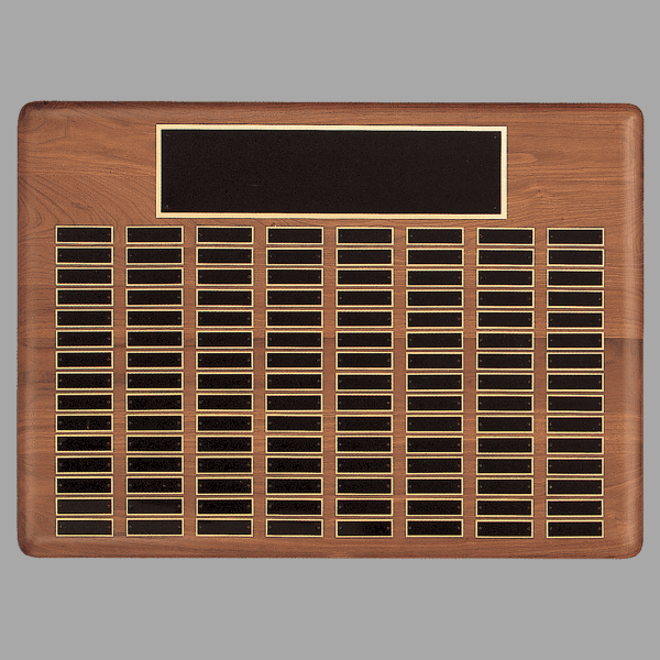 22" x 30"/Plates 0.875" x 2.75" Walnut 144 Plate Plaque – item P2312