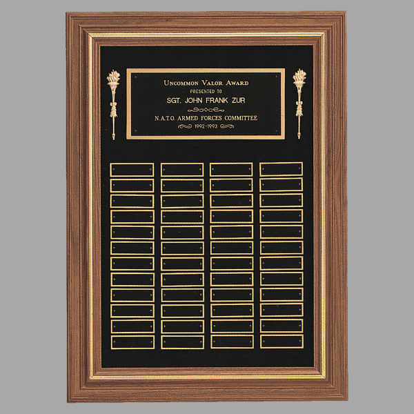 18" x 25"/Plates 0.875" x 2.75" Walnut 48 Plate Plaque – item P2554