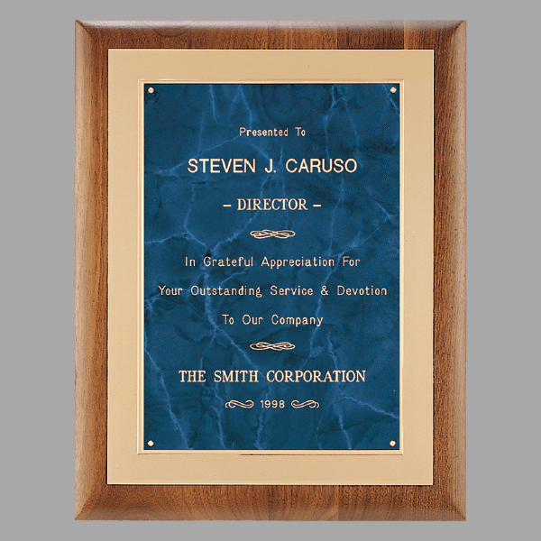11" x 14" Walnut Frame w/ Gold Metal Background Plaque – item P2717