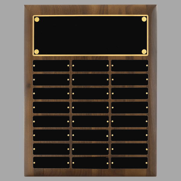 12" x 15"/Plates 1" x 3.25"Walnut 24 Plate Perpetual Plaque – item P2762