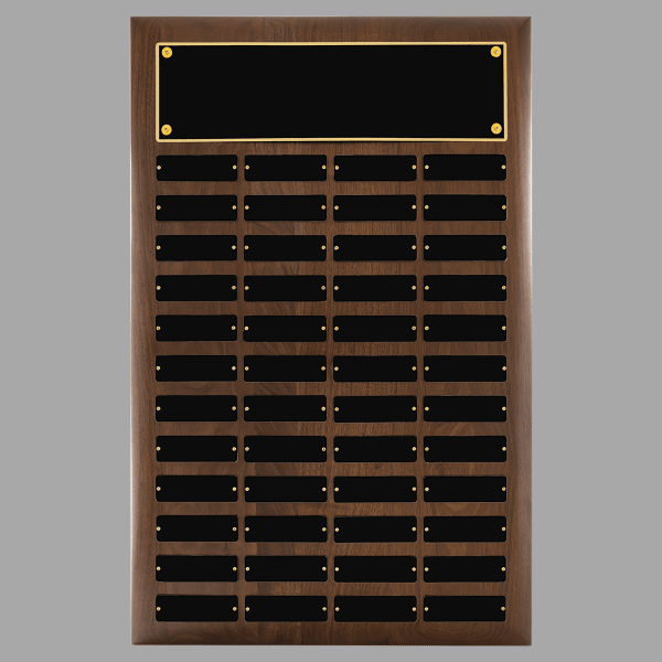 16" x 24"/Plates 1" x 3.25" Walnut 48 Plate Perpetual Plaque – item P2764