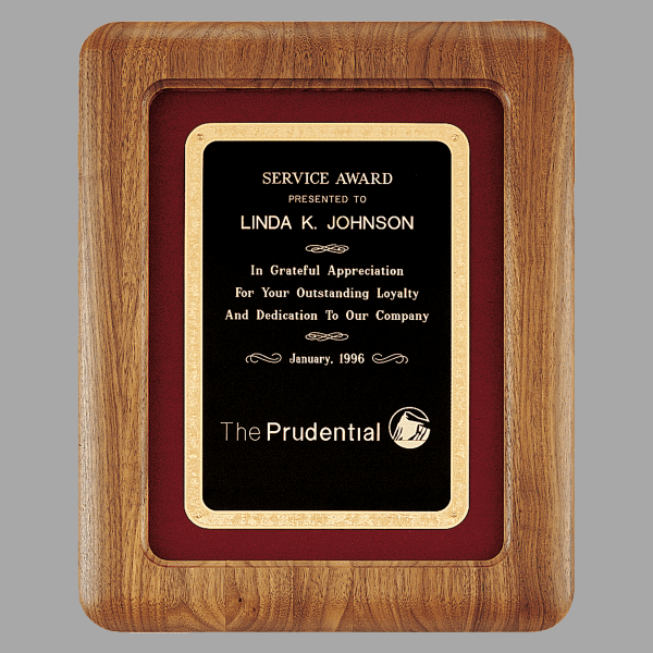 12" x 15" Walnut Frame w/ Maroon Velour & Black Plaque – item P2979