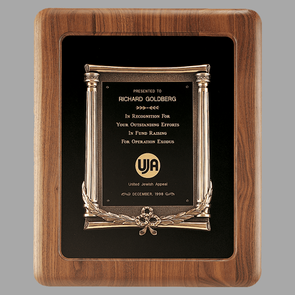 14" x 17" Walnut Frame w/ Black Back/ Bronze Cast Plaque – item P2984