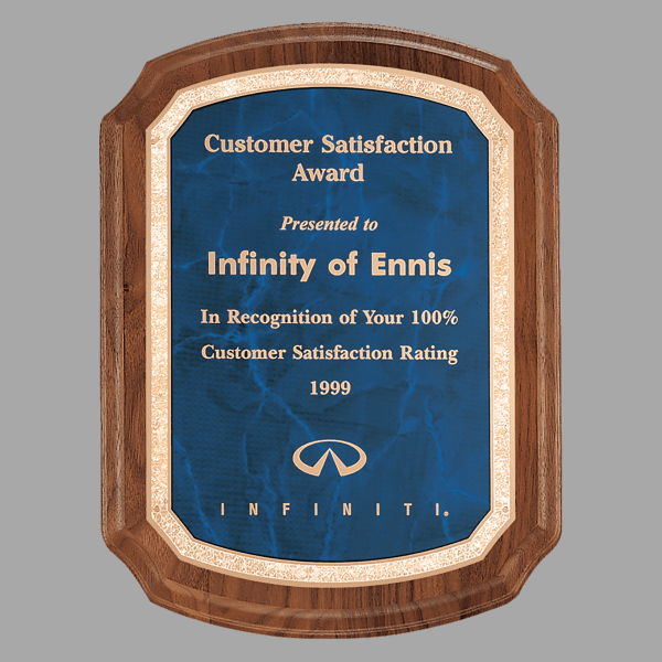 8" x 10.5" Coventry Series Walnut Plaque w/ Gold Border – item P3463
