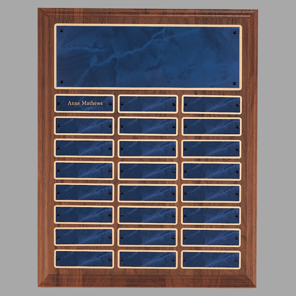 12" x 15"/Plates 1" x 3.25" Walnut 24 Plate Perpetual Plaque – item P3507