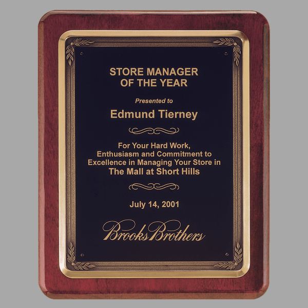 10.5" x 13" Rosewood Piano Plaque w/ Bronze Cast Frame – item P3747