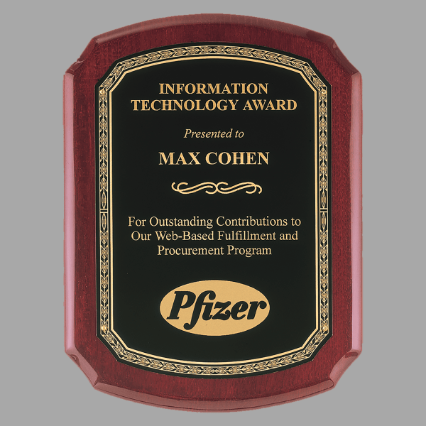 9" x 12" Rosewood Piano Plaque w/ Black Florentine Gold – item P3836