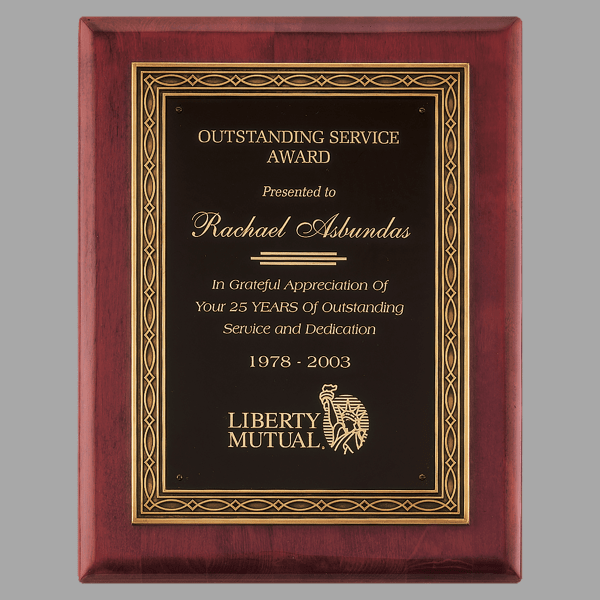 11" x 14" Rosewood Piano Plaque w/ Bronze Cast Frame – item P3936