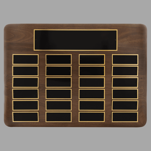15" x 21"/Plates 1.5" x 3.75" Walnut 24 Plate Plaque – item P3937