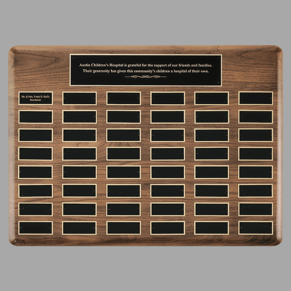 22" x 30"/Plates 1.5" x 3.75" Walnut 60 Plate Plaque – item P3941