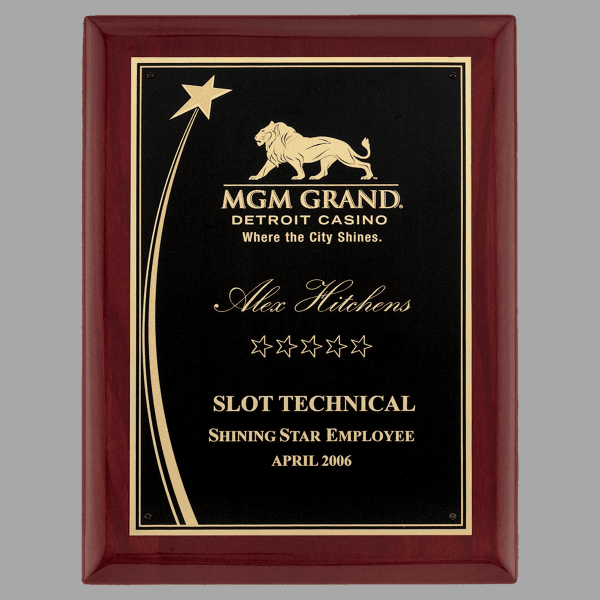 9" x 12" Rosewood Piano Plaque w/ Shooting Star Accent – item P4187