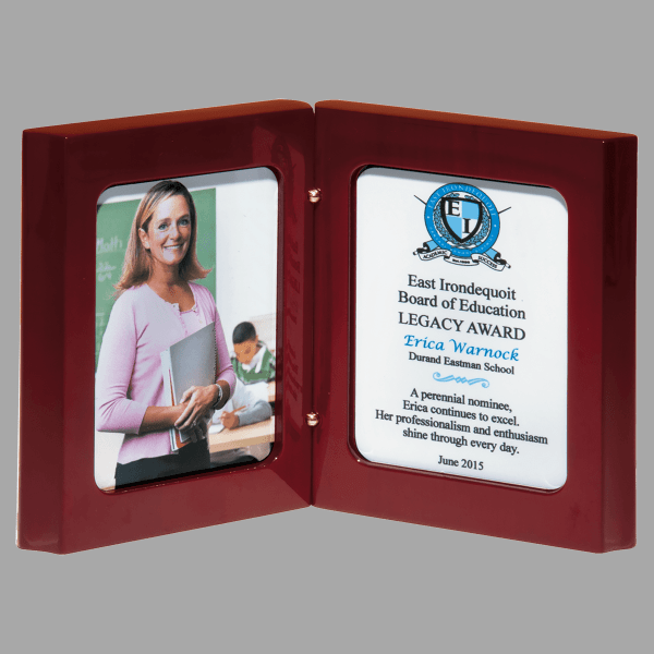 5.375" x 4.25" Rosewood Book Award w/ Two Full Plaque – item P4877