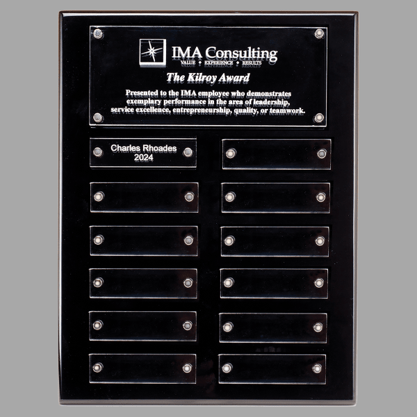 9" x 12" Black Plaque w/ 12 Acrylic Engraving Plates – item P5364