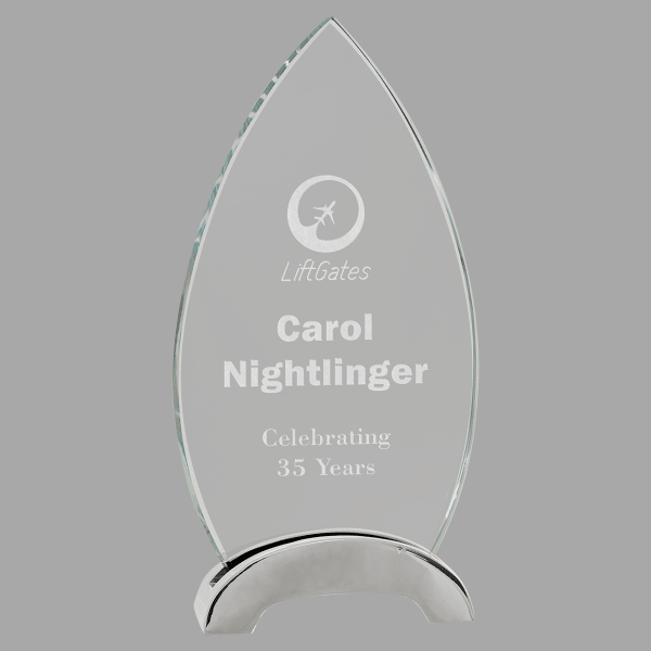 8.5" Oval Platinum Glass Award – item PLG07