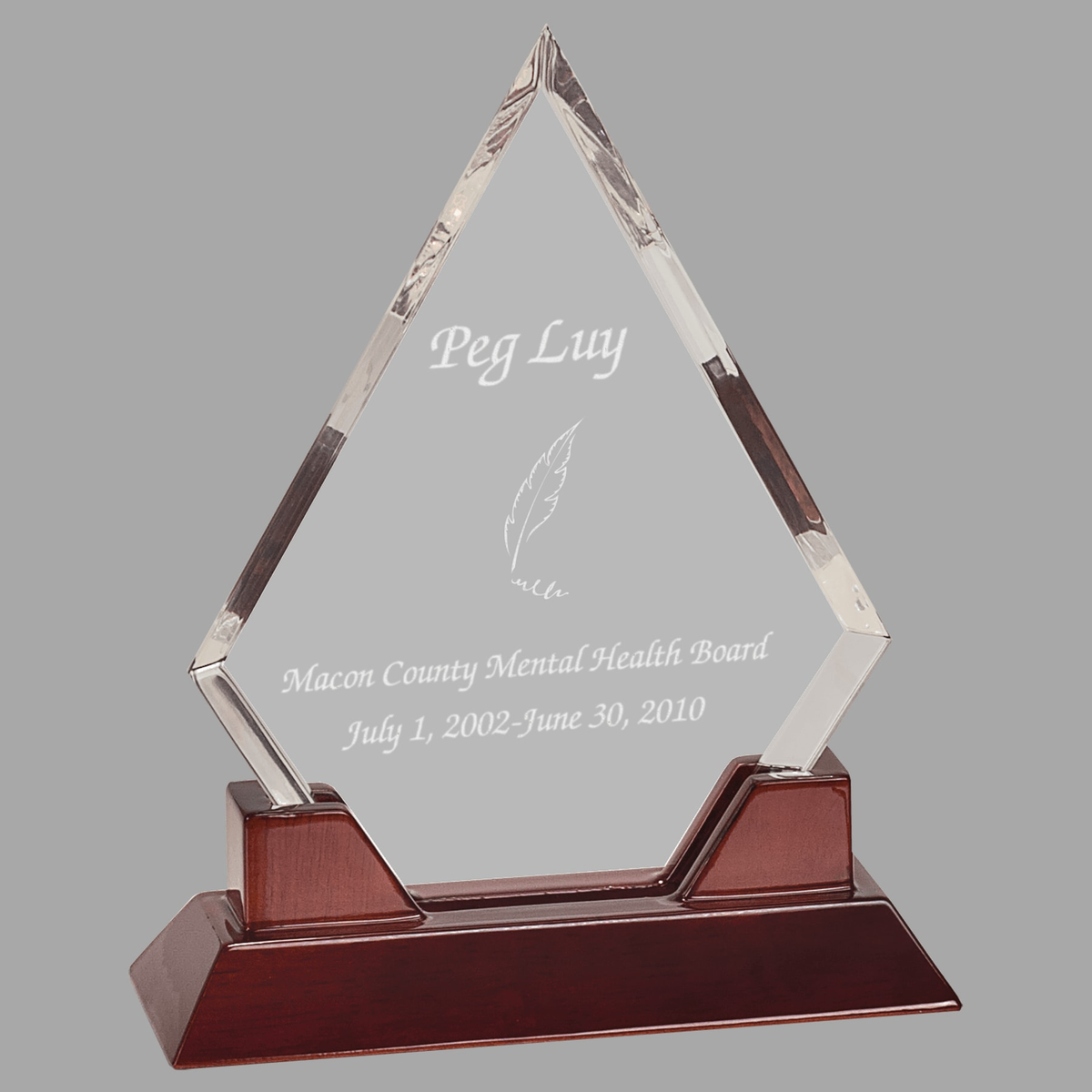 9 1/2" Diamond Prestige Acrylic with Rosewood Piano Finish Base — PTA43