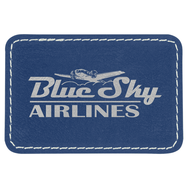 3" x 2" Blue/Silver Rectangle Patch with Adhesive – item PTH109 image 3