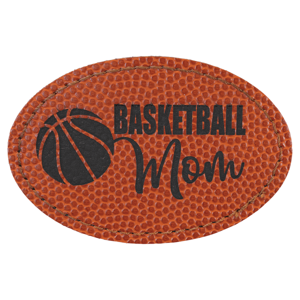 3" x 2" Basketball Oval Leatherette Patch with Adhesive – item PTH516 image 3