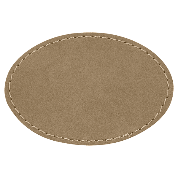 3" x 2" Light Brown Oval Leatherette Patch with Pro Adhesive – item PTH551 image 3