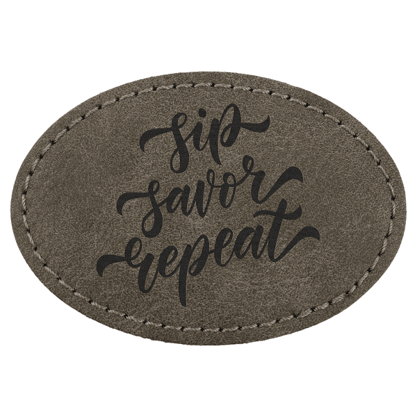 3" x 2" Dark Gray Oval Leatherette Patch with Pro Premier – item PTH573 image 4